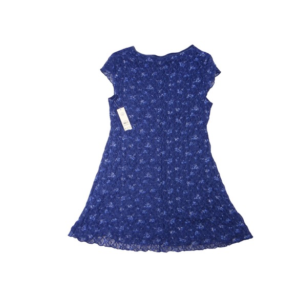 NWT-No Boundaries Kids Blue Floral Lace Cap Sleeve V Neck Dress Size XL 16 18 - Picture 4 of 7